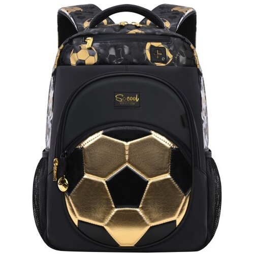 Scool ranac sa ojačanim leđima gold football SC3170, 40x29x14cm, zlato-crni Slike