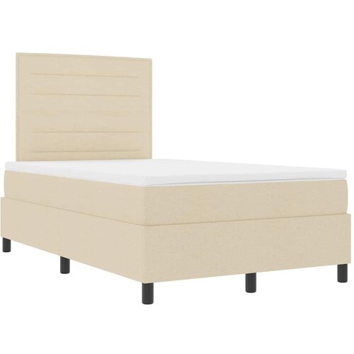  Krevet s opruga kutije s madracem Krema 120 x 200 cm tkanina Slike