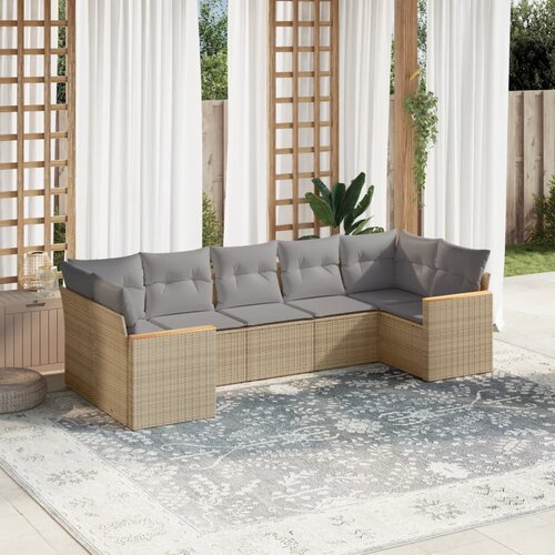 vidaXL 7-dijelni set vrtnih sofa s jastucima bež od poliratana Cijene