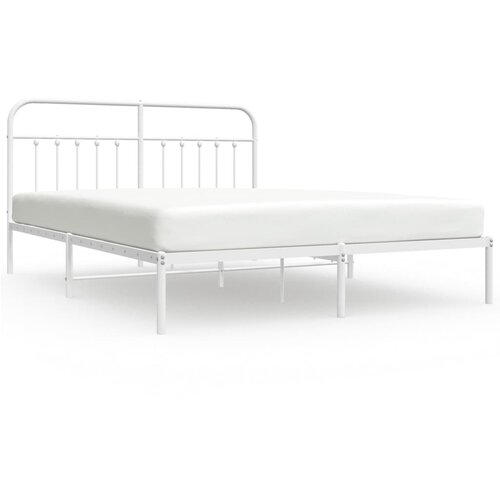 VidaXL Kovinski posteljni okvir z vzglavjem bel 180x200 cm, (20788352) Slike