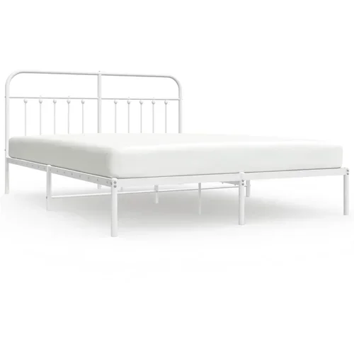 vidaXL Kovinski posteljni okvir z vzglavjem bel 180x200 cm, (20788352)
