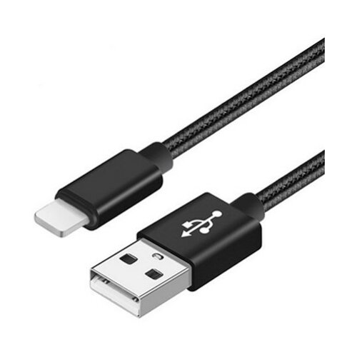 X Wave USB kabl/USB 2.0(tip A)- LIGHTNING(iPHONE kompatibilni)/dužina 2m/3A/Aluminium/black upleteni ( USB za iPhone 2m 3A Al /black mesh ) USB za iPhone 2m 3A Al /black mesh Slike
