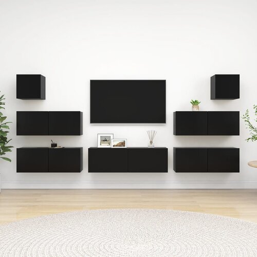 The Living Store Komplet TV omaric 7-delni črna inženirski les - Komplet TV Omaric, (21374237) Slike