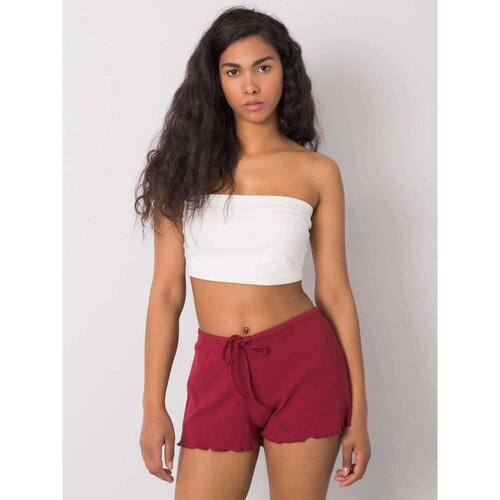 Fashion Hunters RUE PARIS Burgundy ribbed shorts Slike
