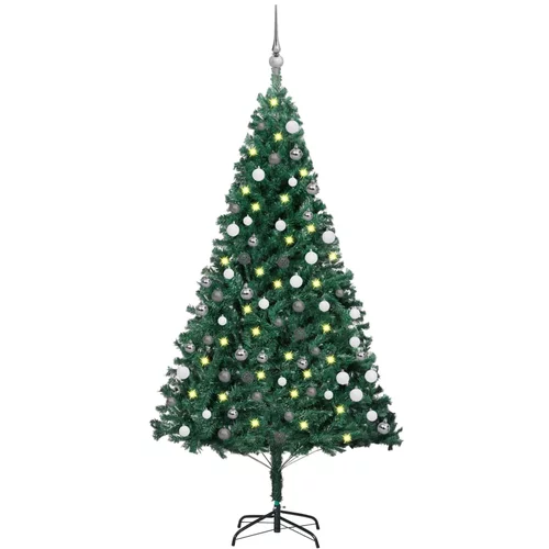  Umjetno božićno drvce LED s kuglicama zeleno 180 cm PVC