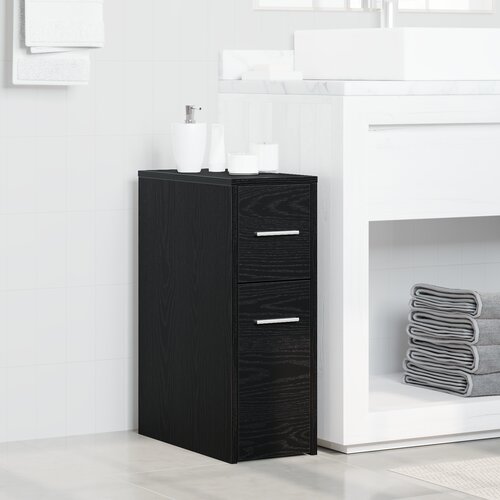 VidaXL Ozek kopalni&amp;scaron;ki kabinet Črni hrast 22 x 44 x 61.5 cm Slike