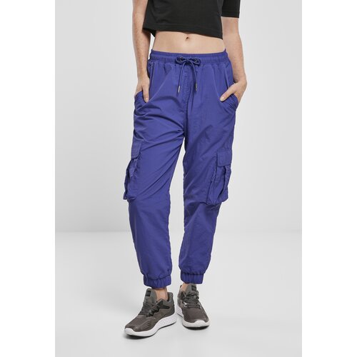 Urban Classics Women&amp;#039;s Wavy Nylon High Waisted Cargo Pants Blue Purple Slike