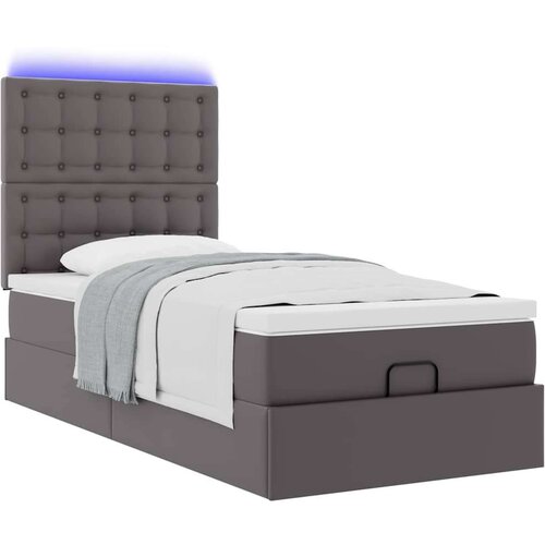 VidaXL otomanski okvir kreveta s madracem sivi 90x200cm umjetna koža Slike