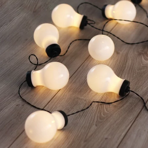 DecoKing Črna svetlobna LED veriga z žarnicami Bulb, 10 luči, dolžina 2,2 m