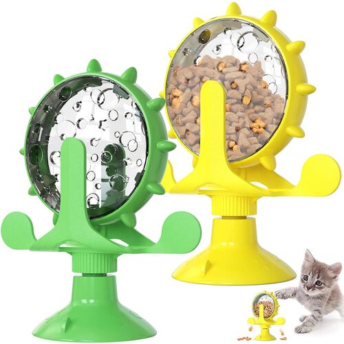 Dardanar 2-delna igrača za mačke Windmill Cat Toy Dozator za hrano, večnamenska vrtljiva igrača za puščanje hrane, zabavna mačja vrtljiva plošča s priseskom in odprtino za puščanje, (21198869) Cene