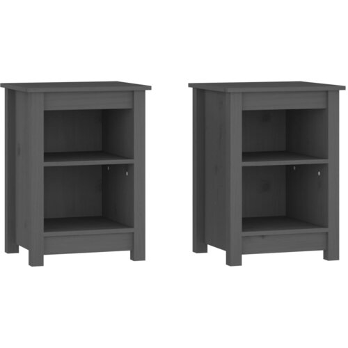 Maison Chic Dvo delni komplet Nočne omarice - Nočne mize siva 40x35x55 cm trdna borovina, (21686967) Cene
