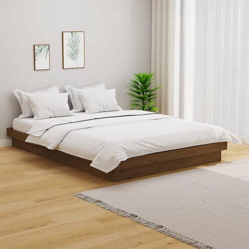 Furnova Posteljni okvir medeno rjav iz trdnega lesa 135x190 cm, (21941574) Slike
