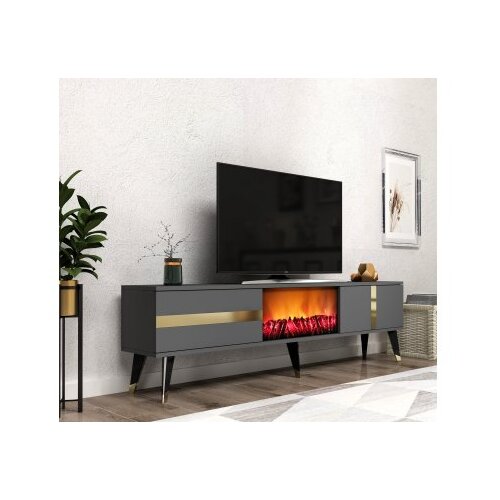 Hanah home tv polica vania fireplace anthracite gold Cene