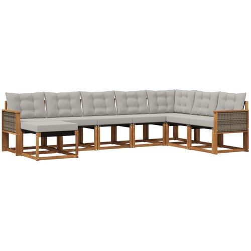 vidaXL Zunanja garnitura za sedenje 8 pcs Naravna in svetlo siva, (5000279923) Cene