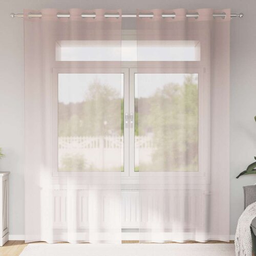vidaXL Voile zavese z vponkami 2 kosa svetlo roza 140x245 cm Cene