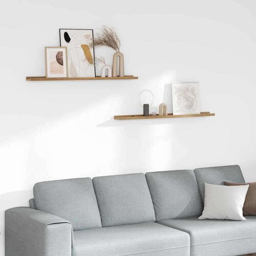  Polica na zidu 2 pcs Smeđa 100 x 9 x 3 cm Konstruirano drvo Cene