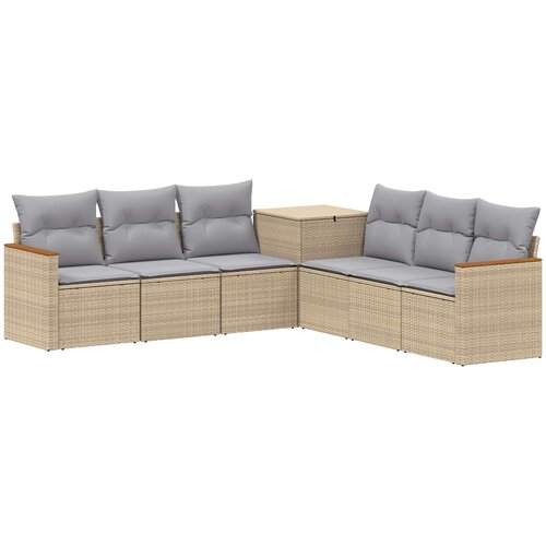  Set sofe 7 kom. Bež i svijetlo siva 123 x 62 x 69 cm Slike