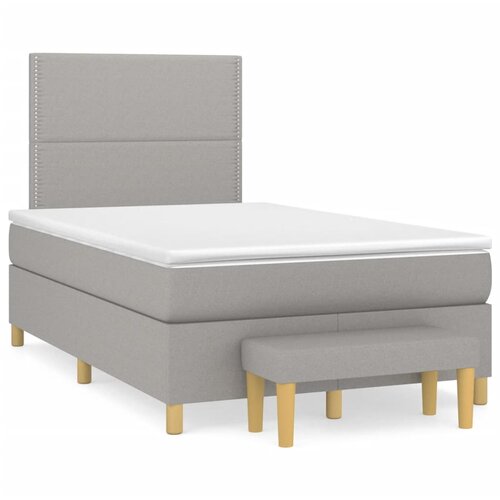 VidaXL Krevet s oprugama i madracem svjetlosivi 120x190 cm od tkanine Slike