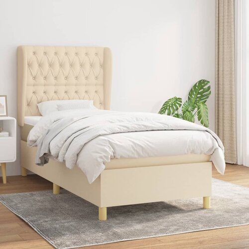 The Living Store Box spring postelja z vzmetnico krem 100x200 cm blago - Box Spring Postelja, (21513239) Slike