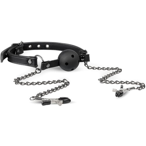EasyToys - Fetish Collection Gag z luknjami in sponkami za bradavičke Cene