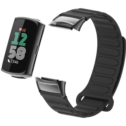 INF Magnetni silikonski pašček za Fitbit Charge 5 s kovinsko glavo Black, (22131673) Cene