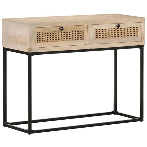  Konzolni stol 100x35x76 cm masivno drvo manga i prirodna trska Cene