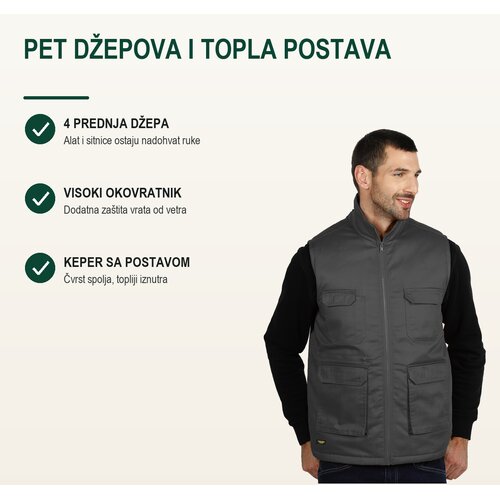 TEKTON PRO Radni prsluk Craft Vest II, Tamnosivi Cene