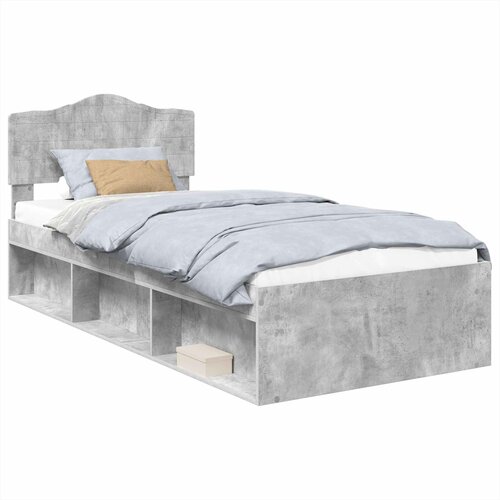 vidaXL Konstrukcija postelje z vzglavjem Betonsko siva 90 x 190 cm, (5000102463) Cene