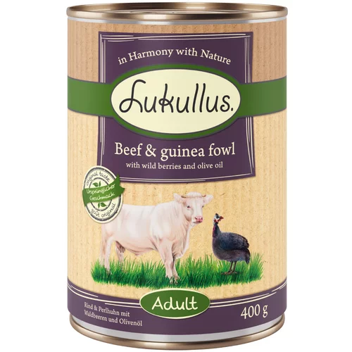 Lukullus 10 + 2 gratis! 12 x 400 g Naturkost - Adult govedina i biserka (bez žitarica)