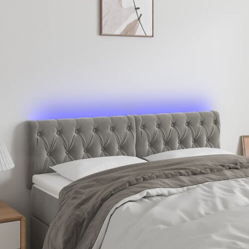 The Living Store led posteljno vzglavje svetlo sivo 160x7x78/88 cm žamet - led vzglavje, (21488029) Slike
