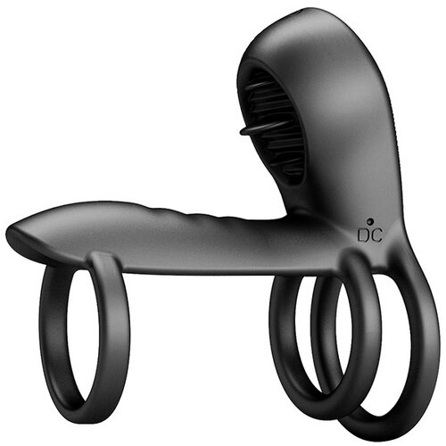 Pretty Love Jammy Cock Ring Vibrator with Clitoral Stimulator Black Slike