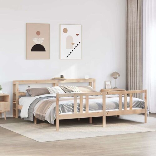 vidaXL Posteljni okvir z vzglavjem 200x200 cm trdna borovina, (21292424) Cene
