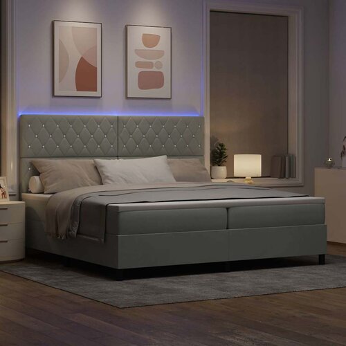  LED Box Spring Krevet Svijetlo siva 200 x 200 cm Bar&amp;scaron;un Svjetlosiva Slike