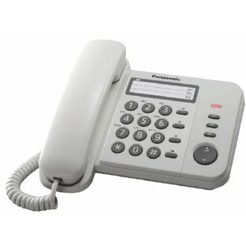 Panasonic KX-TS520FXW - hišni telefon s praktičnimi funkcijami, LED indikacija, 3x enojni izbor, bel, (20664879)