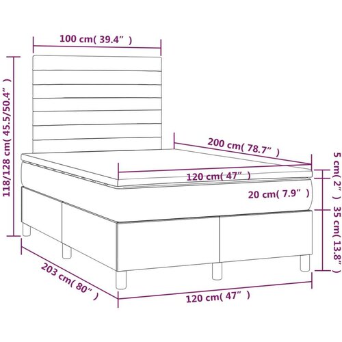 VidaXL Box spring krevet s madracem tamnozeleni 120x200 cm bar&amp;scaron;unasti Slike