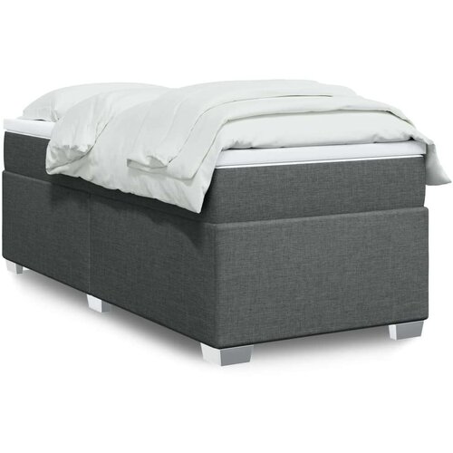  Krevet s oprugama i madracem tamnosivi 90 x 190 cm od tkanine Slike