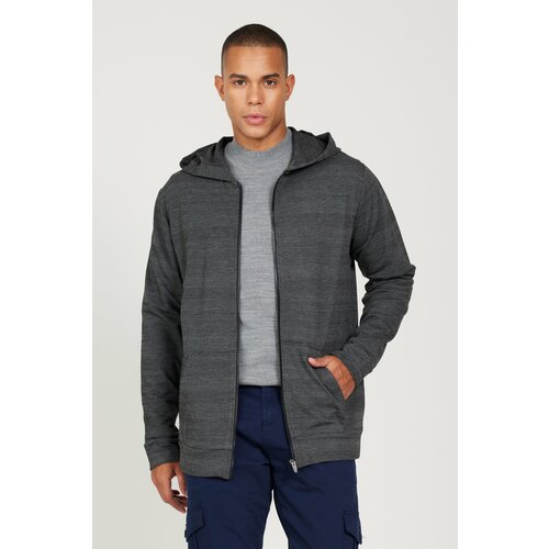 AC&Co / Altınyıldız Classics Men's Black-gray Standard Fit Regular Fit Hooded Zipper Sweatshirt Jacket Cene