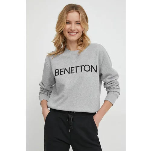 United Colors Of Benetton Bombažen pulover ženska, siva barva
