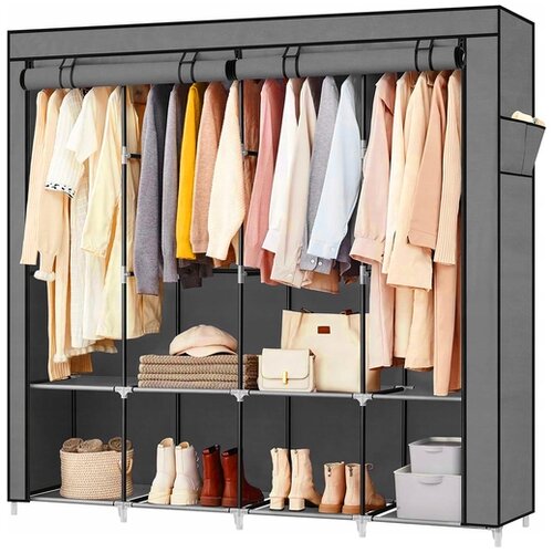 Dexxer prenosna garderobna omara Ftxt-167, tkanina, siva, 165x42x165 cm Slike