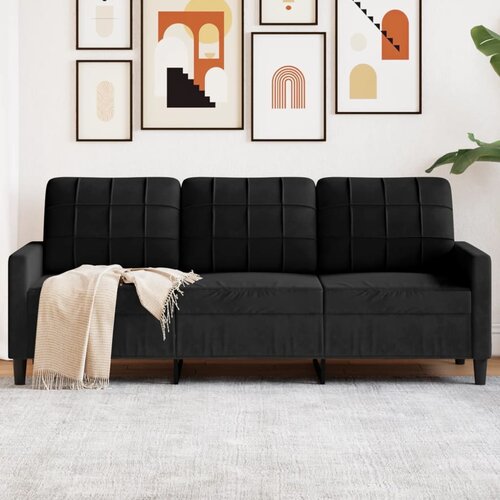 vidaXL Kavč trosed črn 180 cm žamet Cene