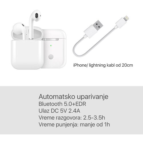  Bluetooth slu&amp;scaron;alice AirPhones i14 TWS HQ bele Slike