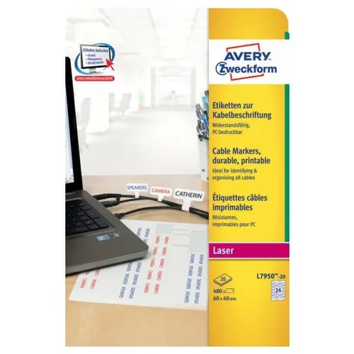 Avery Zweckform Etikete za označevanje kablov 60 x 40 mm - L7950-20