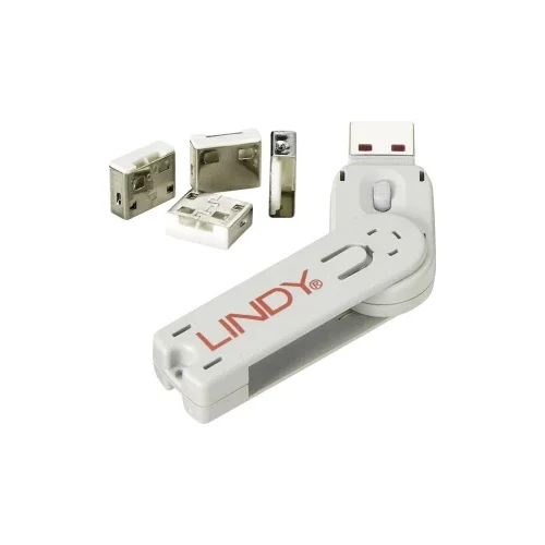 Lindy zaključavanje USB priključka USB Port Lock + Key 4-dijelni komplet bijela uklj. 1 ključ 40454