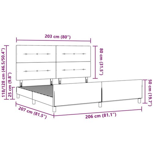  Smeđe-sivi krevet 200x200 cm od tkanine Slike