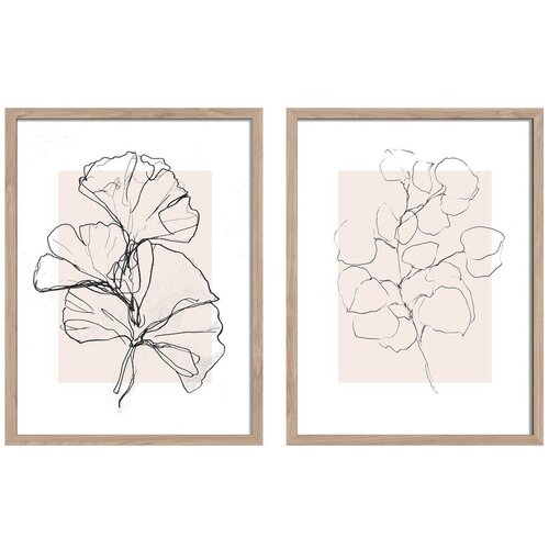 Styler Tiskane slike u setu 2 kom s okvirom 30x40 cm Floral Set – Cene