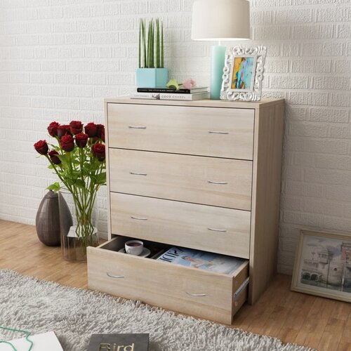 VidaXL Predalnik s 4 predali 60x30,5x71 cm barva hrasta Slike