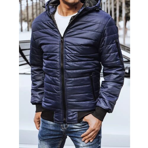 DStreet Men's quilted transitional jacket navy blue TX4144 Cene