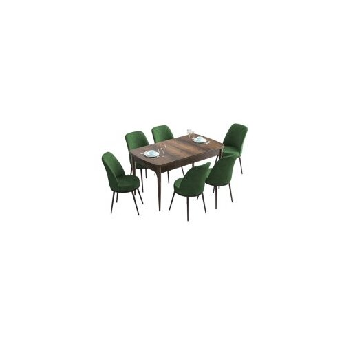 Hanah home Hanah Kućni set Trpezarijski sto i 6 stolica Han, zeleno-smeđa Cene