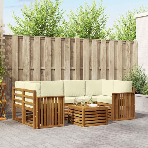  Set vanjskih sofa 7 kom. Prirodna i krem Čvrsto drvo akacije Cene