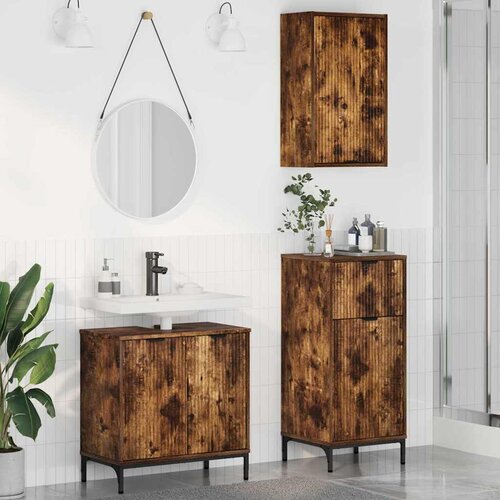 VidaXL Set namje&amp;scaron;taja za kupaonicu s ladicama 3 pcs Dimljeni hrast Slike